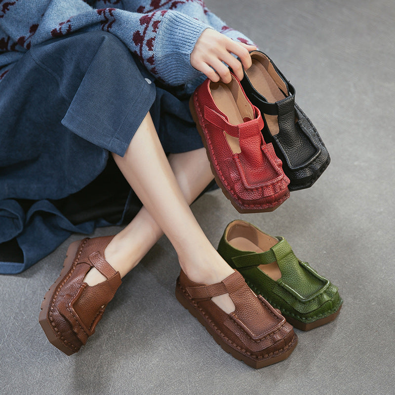 Women's Square Toe Platform Comfortable Commute Big Women's Casual Shoes