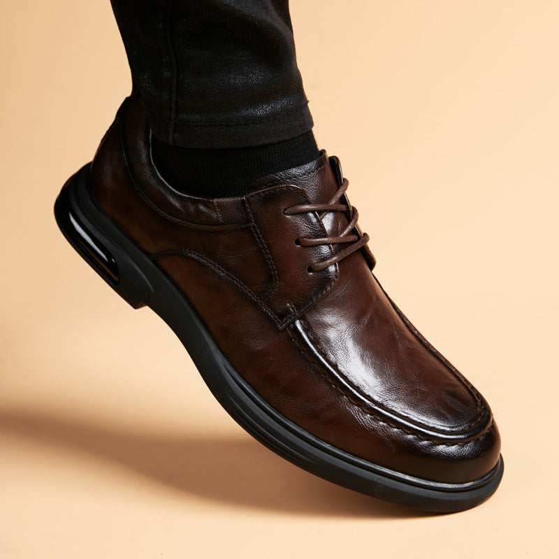 Men's Round Toe British Formal Wear Black Lace Up Leather Shoes
