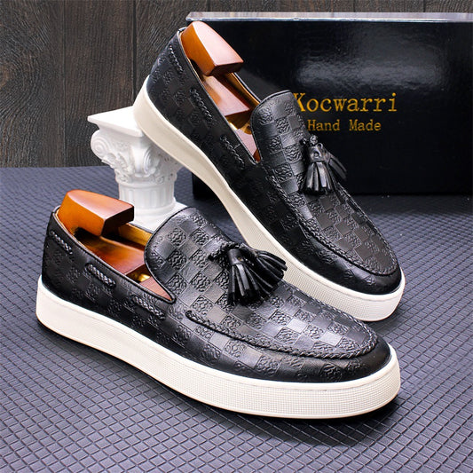 Men's Genuine Retro Tassel Everyday Joker Slip-on Flat Leather Shoes