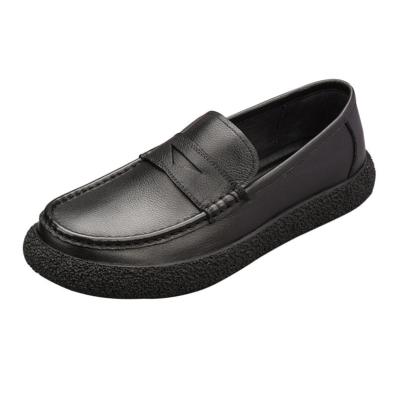 Men's One Pedal Top Layer Cowhide Lightweight Breathable Fashion Loafers