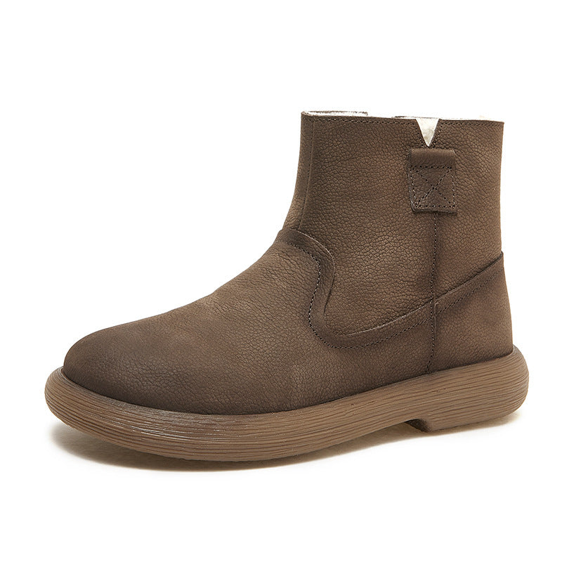 Women's Inner Zipper Ankle Platform Thickened Fleece-lined Snow Boots