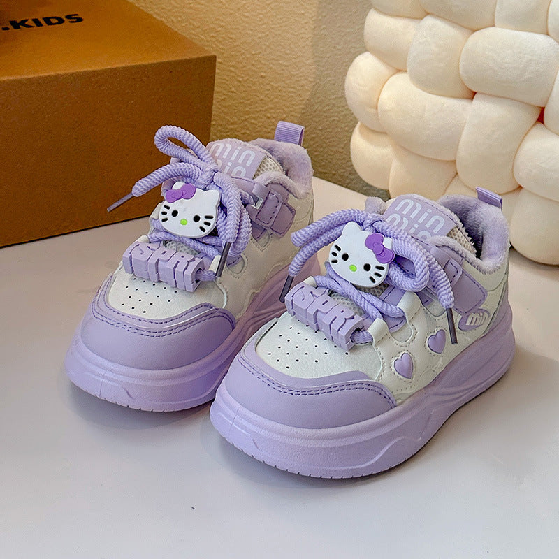 Children's Surface Thin Lining Cartoon Kate Cat Cotton Kid's Sneakers