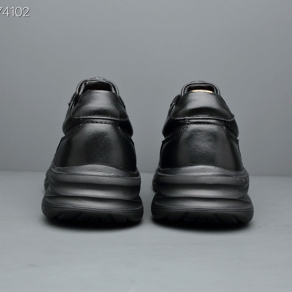 Men's Cowhide Versatile Button Automatic Buckle Commute Leisure Thick Men's Casual Leather Shoes