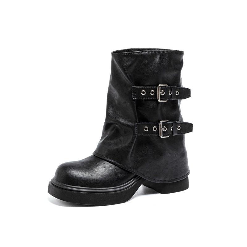 Women's Insole Brown Ankle Autumn Chunky Western Martin Boots