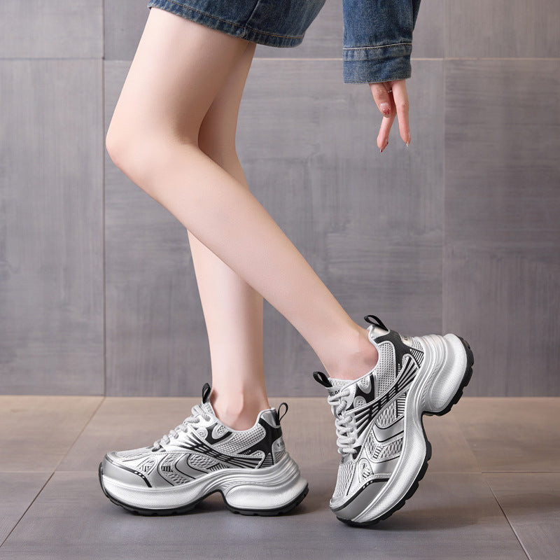 Women's Height Increasing Insole Polyurethane Dad Fried Street Sneakers