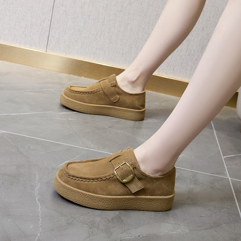 Frosted Thick Bottom Yellow Blue Kangaroo Female Wedge Platform Belt Women's Casual Shoes