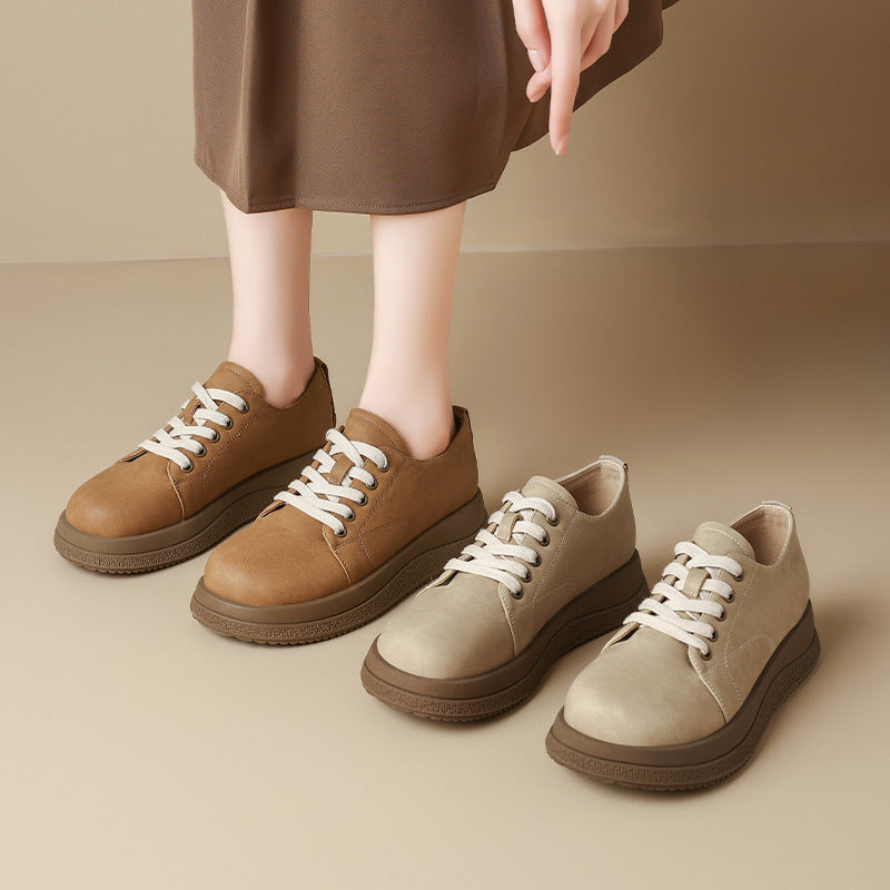Women's Round Toe Spring British Style Retro Women's Shoes