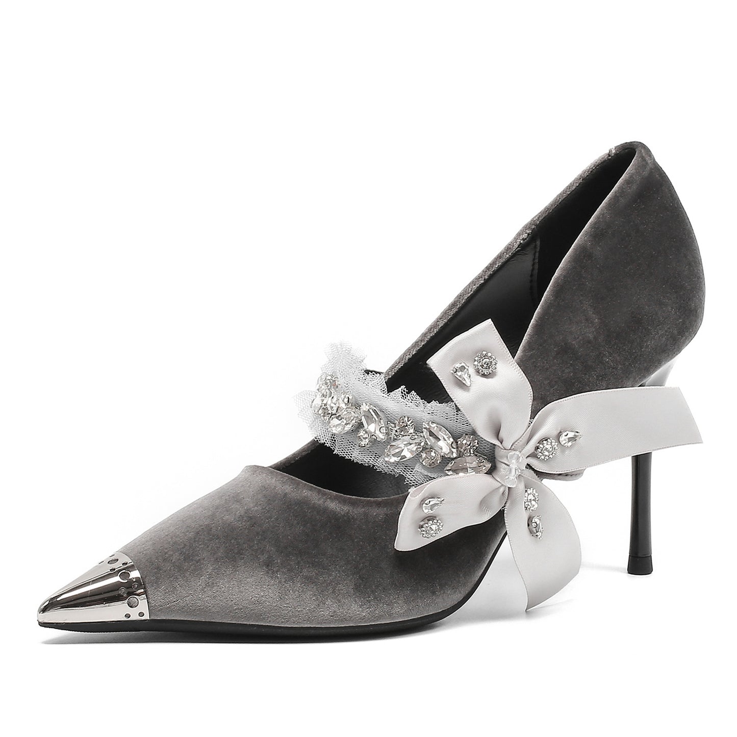Women's High Stiletto Metal Suede Pointed Toe Heels