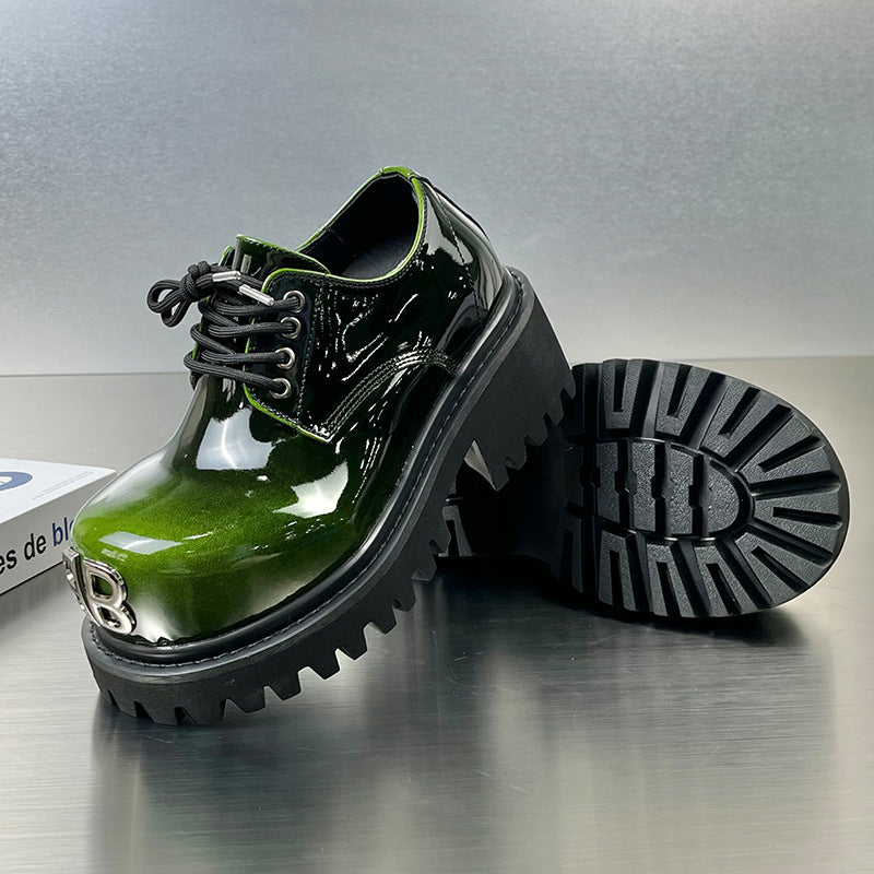 British Style Hidden Platform Motorcycle Fashionable Men's Casual Leather Shoes
