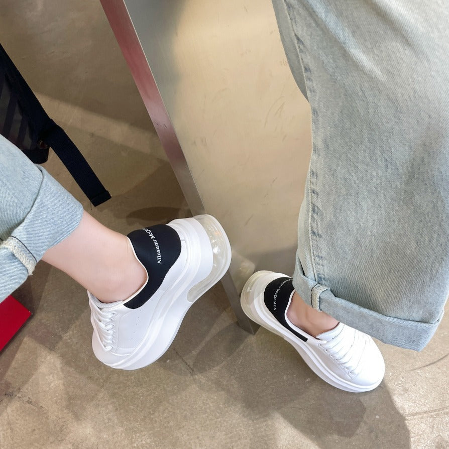 Women's High-grade Air Cushion White Genuine Mcqueen Platform Women's Casual Shoes