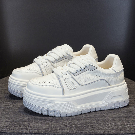 Women's Genuine Platform Hidden White Small Height Women's Casual Shoes
