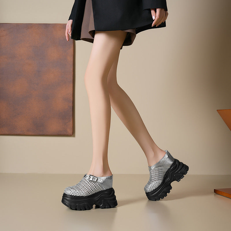 Women's High-rise Closed Toe Half Summer Wear Small Thick Bottom Thick-soles Slippers