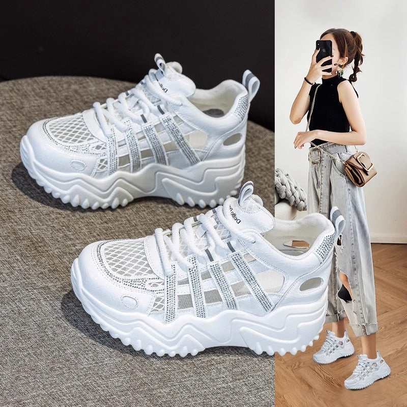 Women's Breathable Clunky For Slimming Fashionable Color Matching Soft Wild Women's Casual Shoes