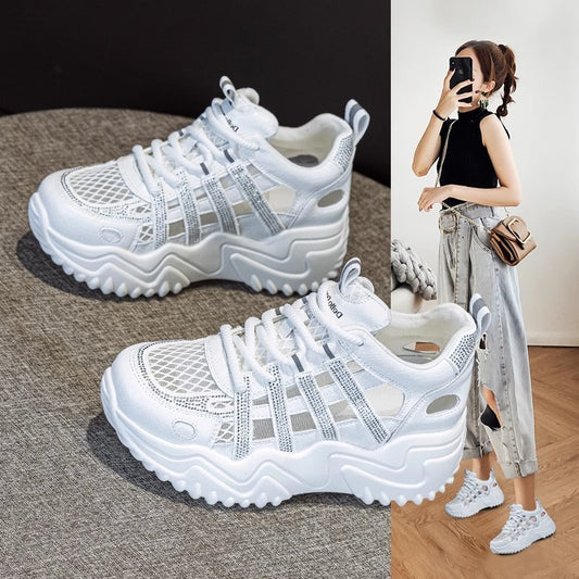 Women's Breathable Clunky For Slimming Fashionable Color Matching Soft Wild Women's Casual Shoes