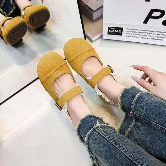 Women's Fat Feet Widened Fattened Plus Size Summer Suede Lace Women's Shoes