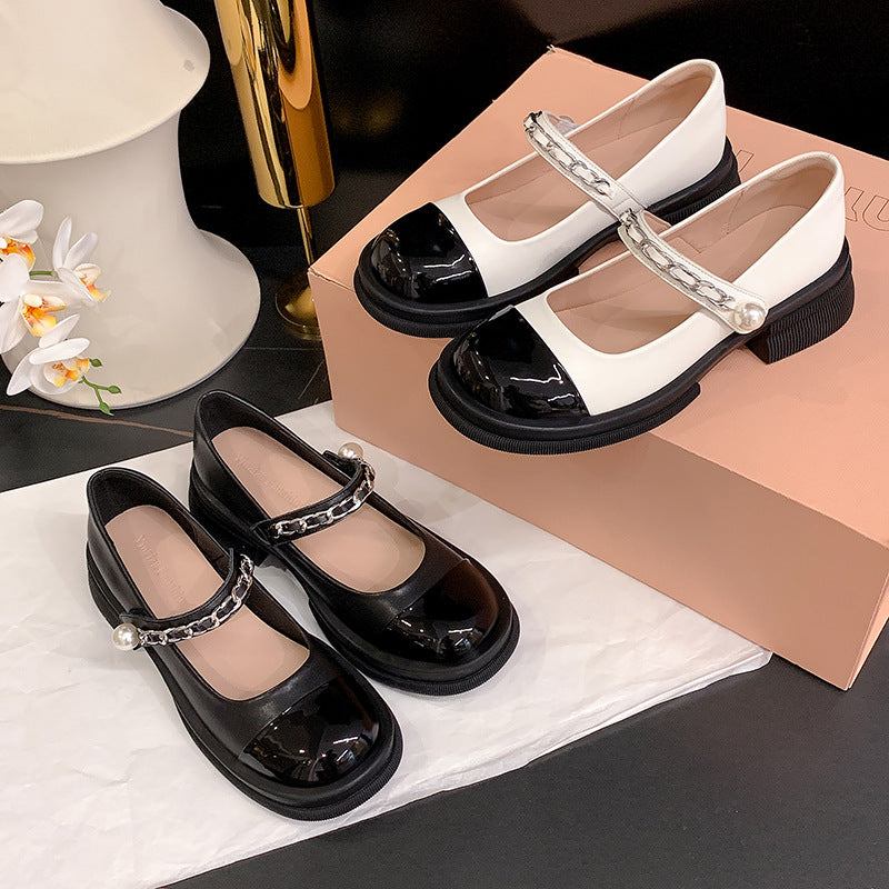 Style Mary Jane Female Sweet Platform Genuine Women's Shoes