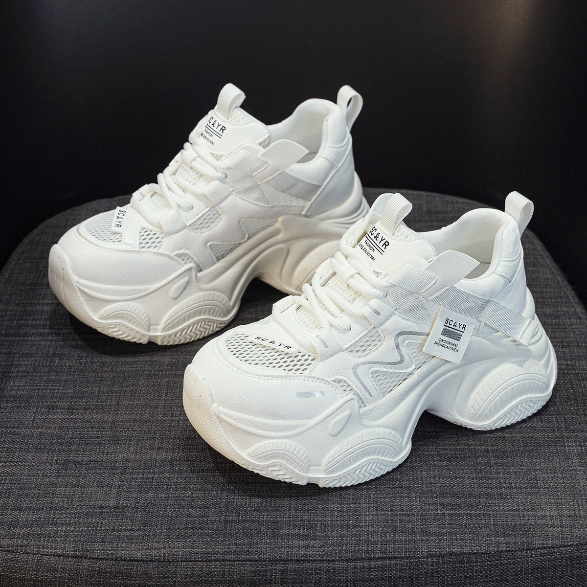 Women's Bottom Transparent Mesh Height Increasing Insole Fashion Style Women's Casual Shoes
