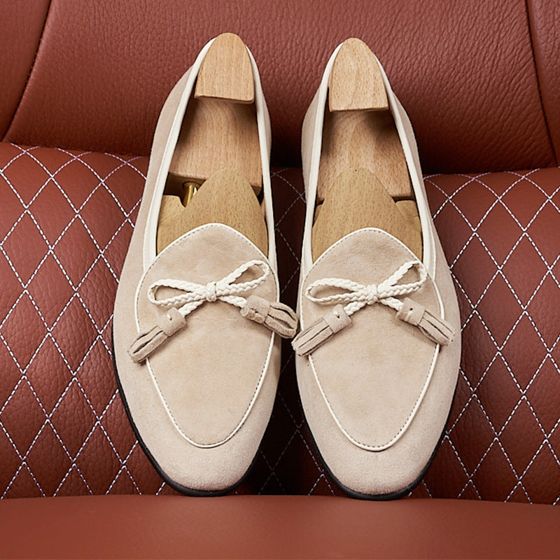 Men's Frosted Suede Comfortable Breathable One Pedal Square Men's Business Leather Shoes