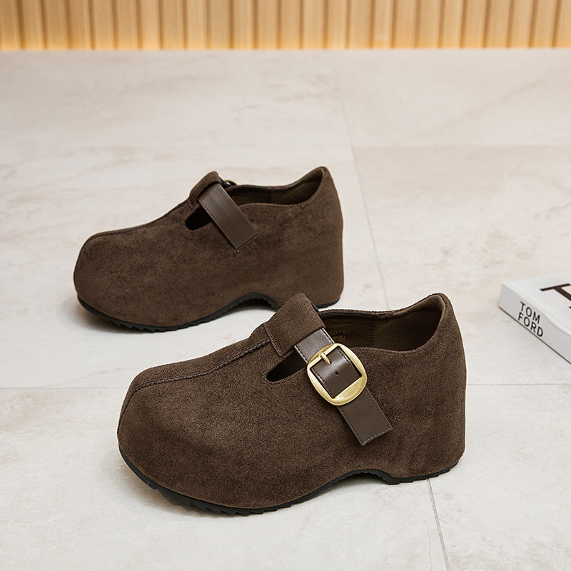Genuine Platform Peas Fleece-lined Big Toe Pumps Women's Casual Shoes