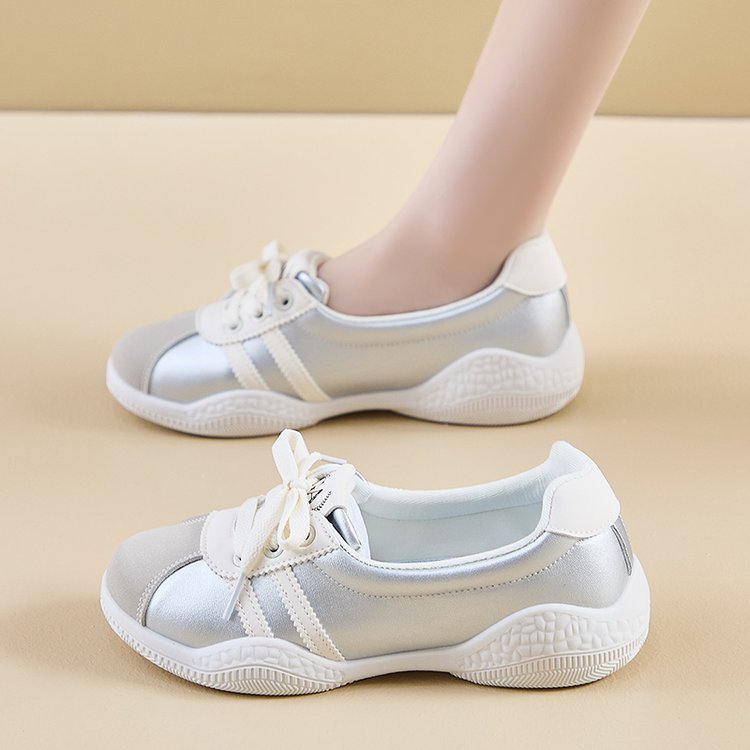 Shallow Mouth White Korean Style Breathable Casual Shoes