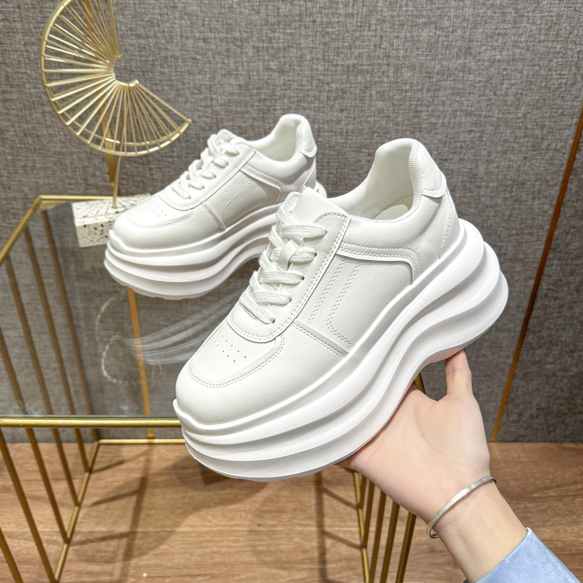 Women's Cm Height Increasing Insole Small White Women's Casual Shoes