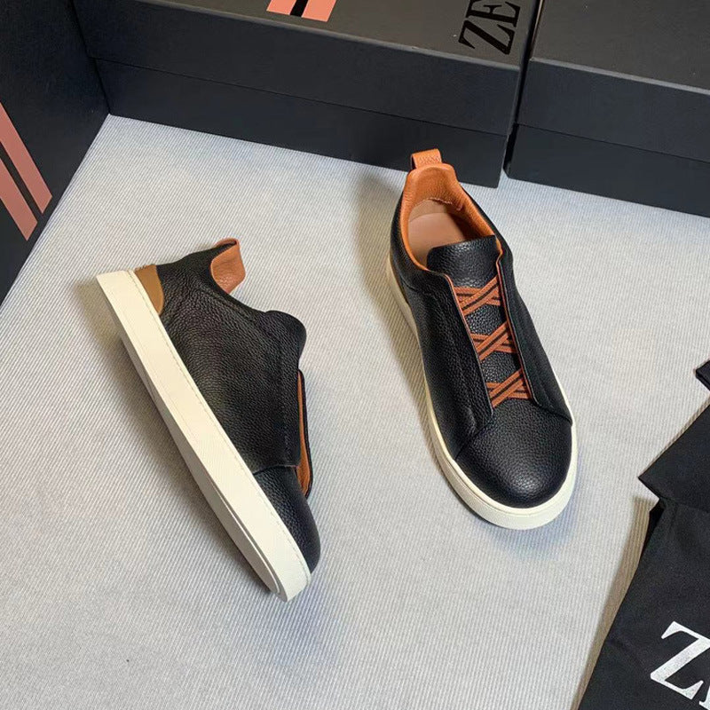 Men's Genia Top Layer Cowhide Slip-on Genuine Luxury Deerskin Men's Casual Leather Shoes