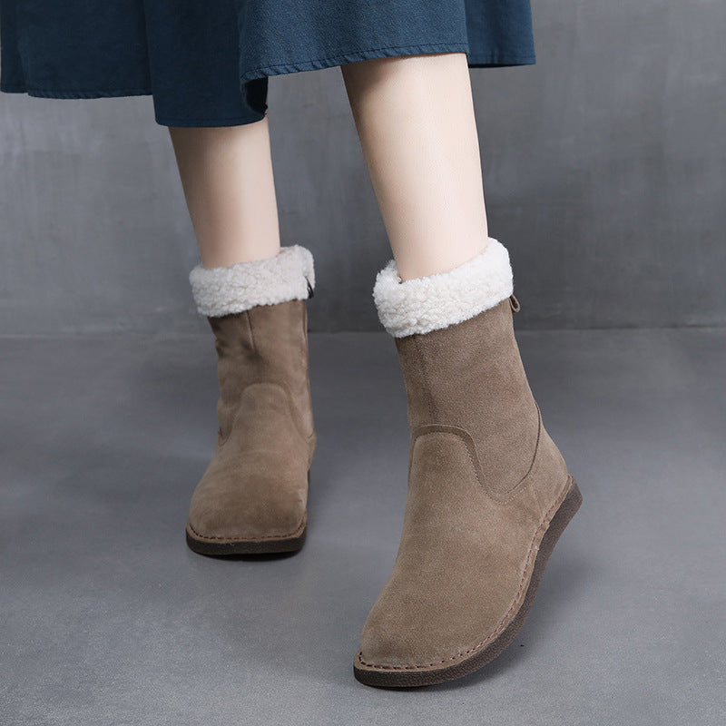Women's Winter Round Toe Booties Veet Thickened Snow Boots