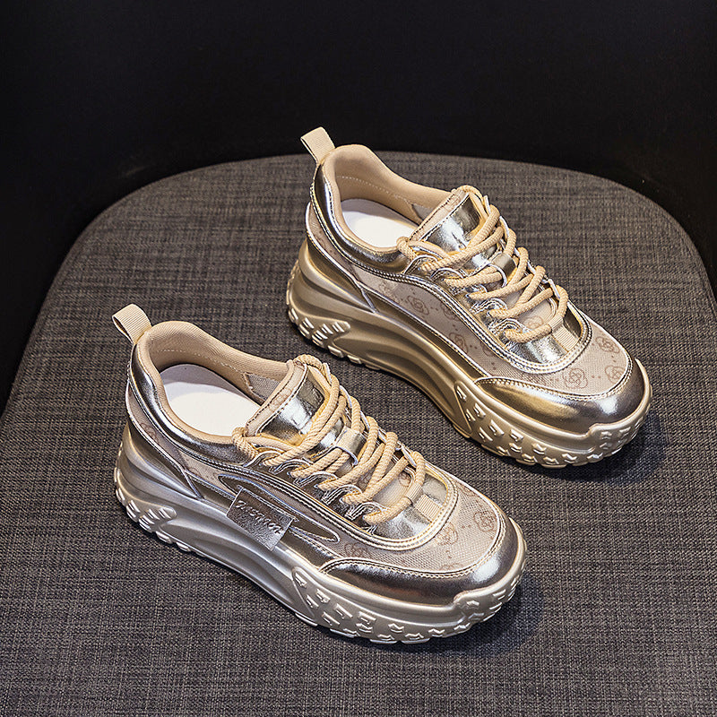 Women's Autumn French Round Head Thick Bottom Height Increasing Fashion Sports Women's Casual Shoes