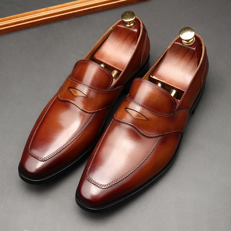 Men's Trendy Spring Business Formal Wear Handmade Slip-on Leather Shoes