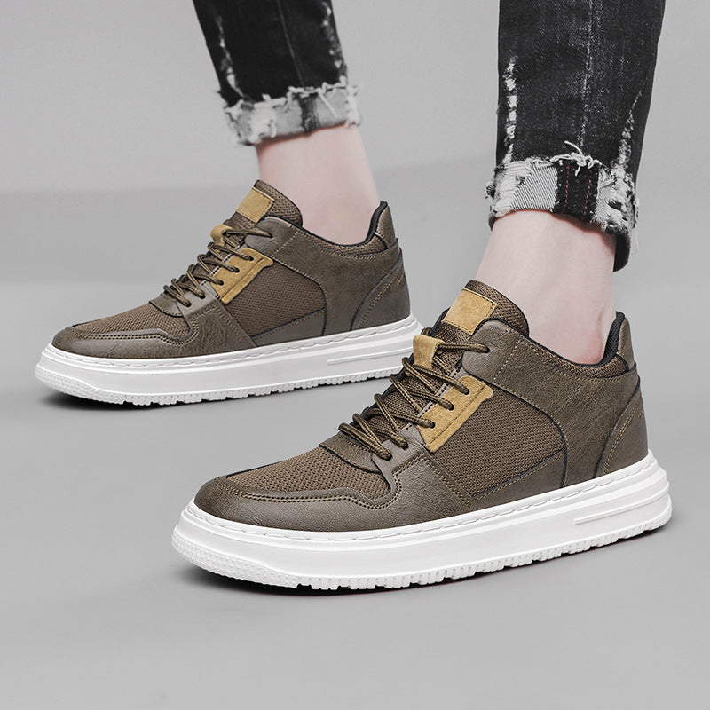 Men's Platform Inner Height Increasing White Plus Men's Board Shoes
