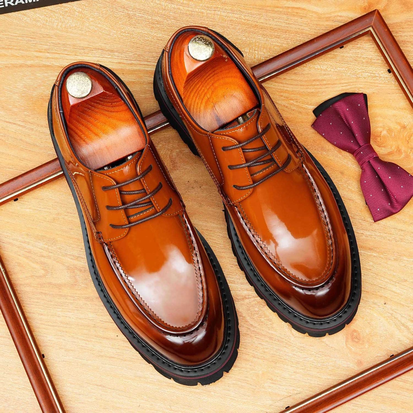 Men's Toe Glossy Formal Wear Business Raise The Bottom Men's Casual Leather Shoes