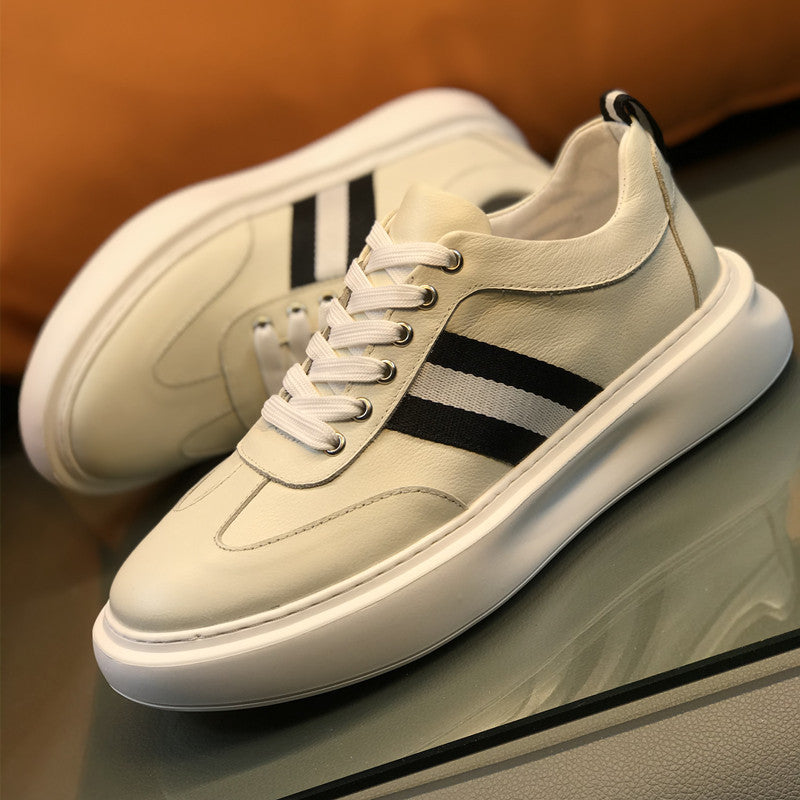 Men's British Style White Platform Hight Increasing Sneakers