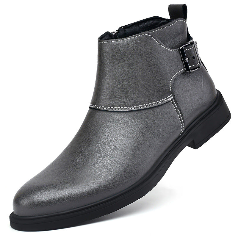 Men's Plus Size British Style Short Zipper Boots