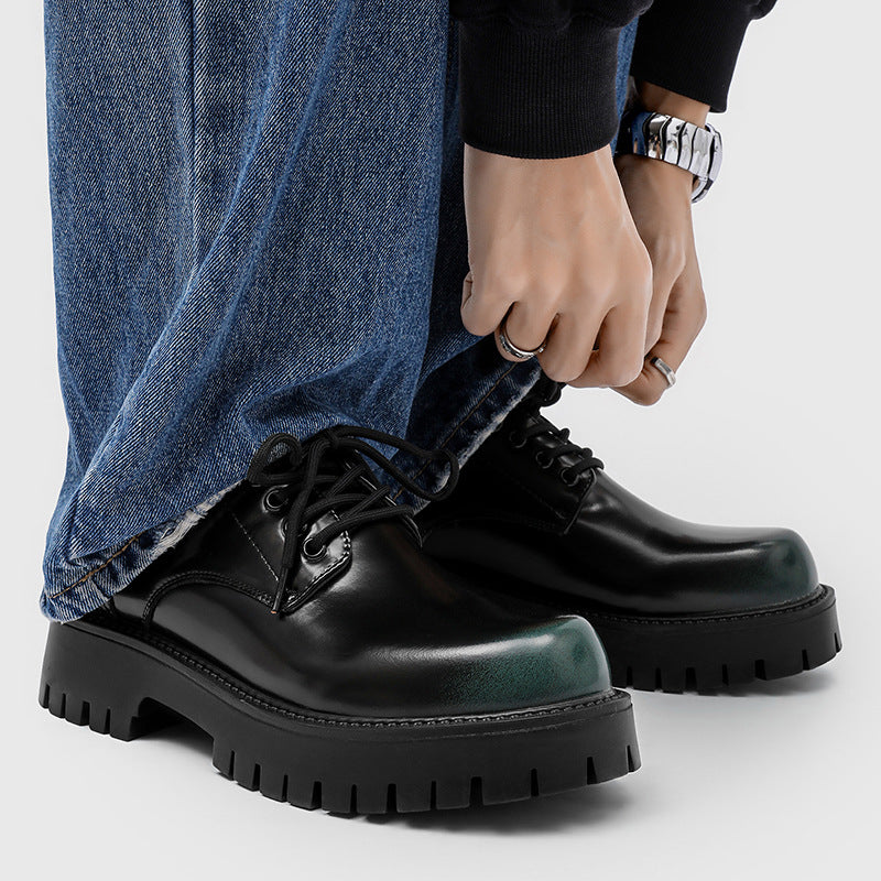 Men's Thick Bottom Increased Business Formal Wear High-grade Big Head Low Men's Casual Leather Shoes