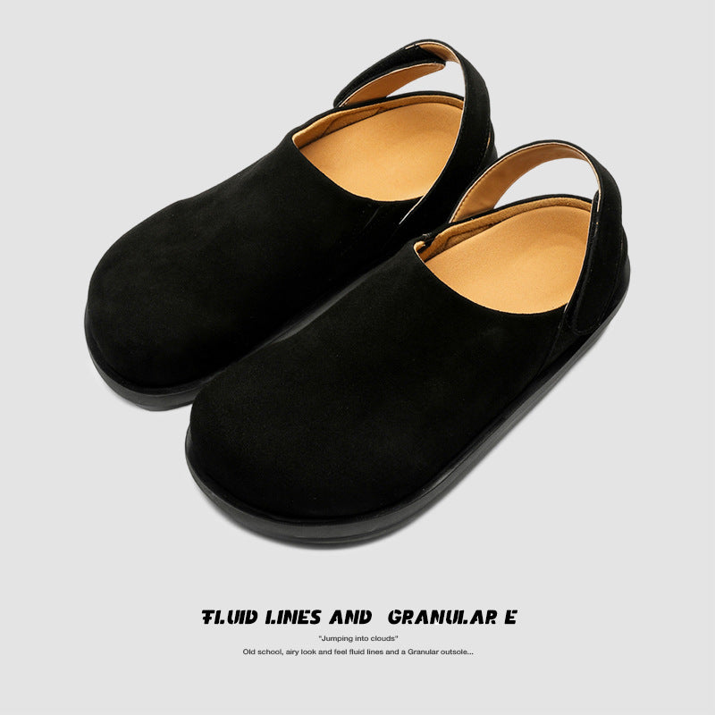 Women's Retro Closed Toe Half Two-way Slip-on Lofter Style Flat Slippers
