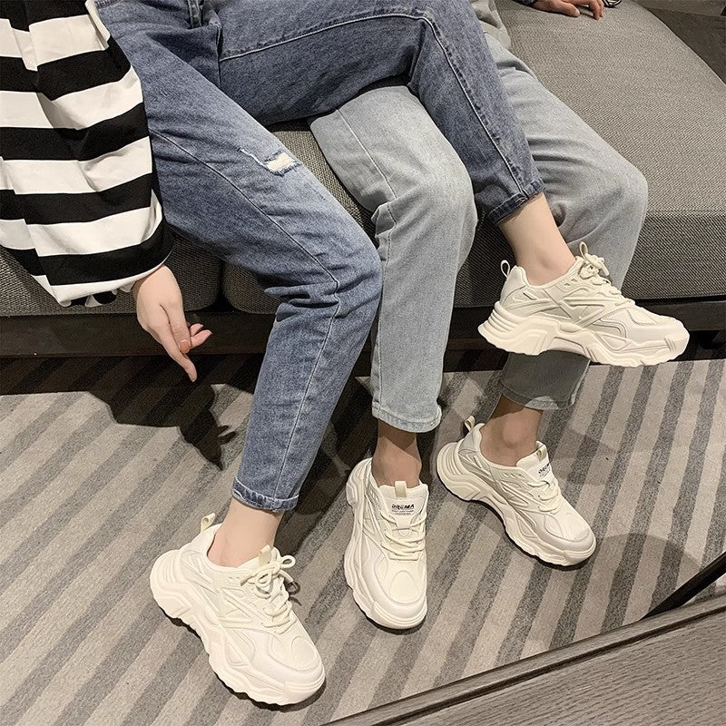 Men's Dad Autumn Breathable Couple White Thick Sneakers