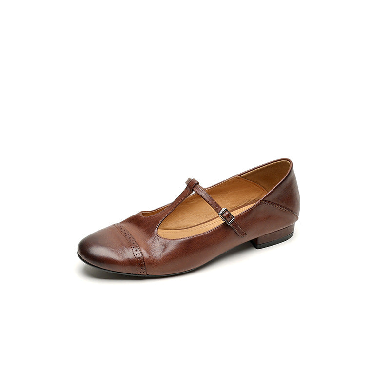 Women's French Retro Arc Belt Chunky Mary Jane College Women's Fashion Shoes
