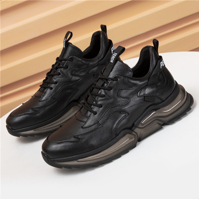 Men's First Layer Cowhide Lace Up Comfortable Sneakers