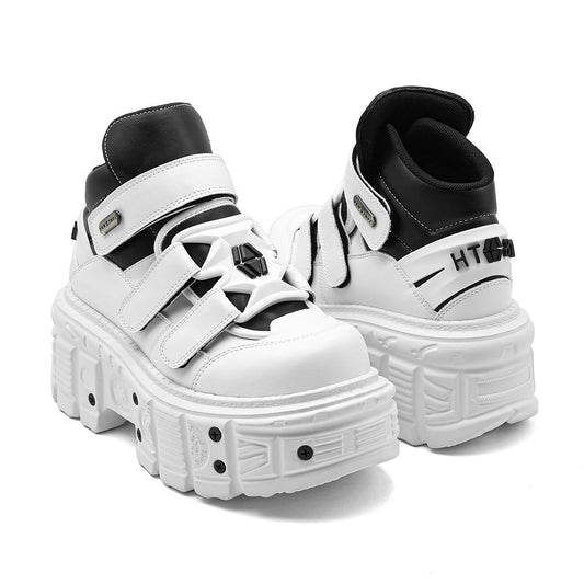 Women's & Men's Platform Punk Dad Height Increasing Muffin Women's Leather Boots