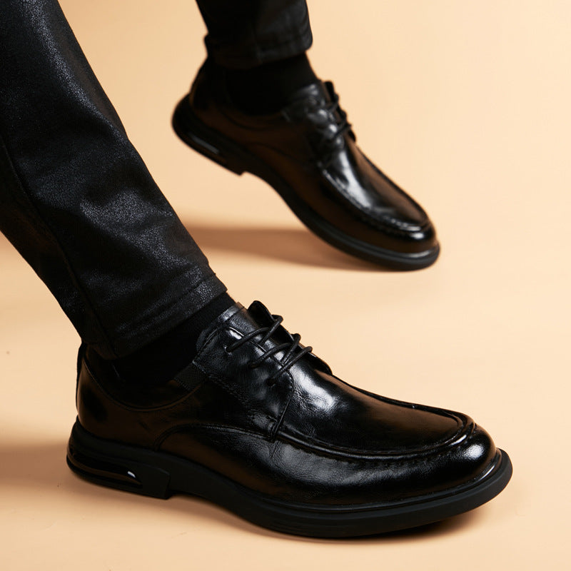Men's Round Toe British Formal Wear Black Lace Up Leather Shoes