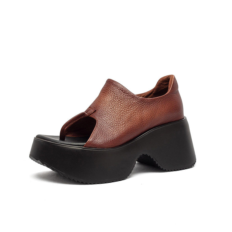Women's Comfortable Height Increasing Toe Covering Fashion Street Side Women's Shoes