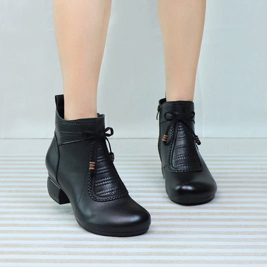 Women's Genuine Ethnic Style Retro Comfort Round Toe Mid Women's Shoes