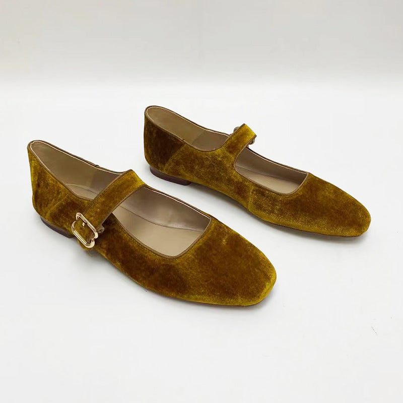 Women's Jane Flat Pumps Comfortable Square Head Women's Casual Shoes