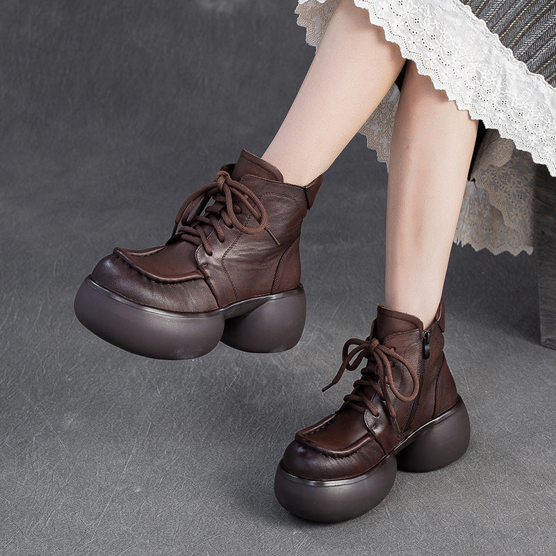 Women's British Martin Increased Top Layer Cowhide Women's Leather Boots