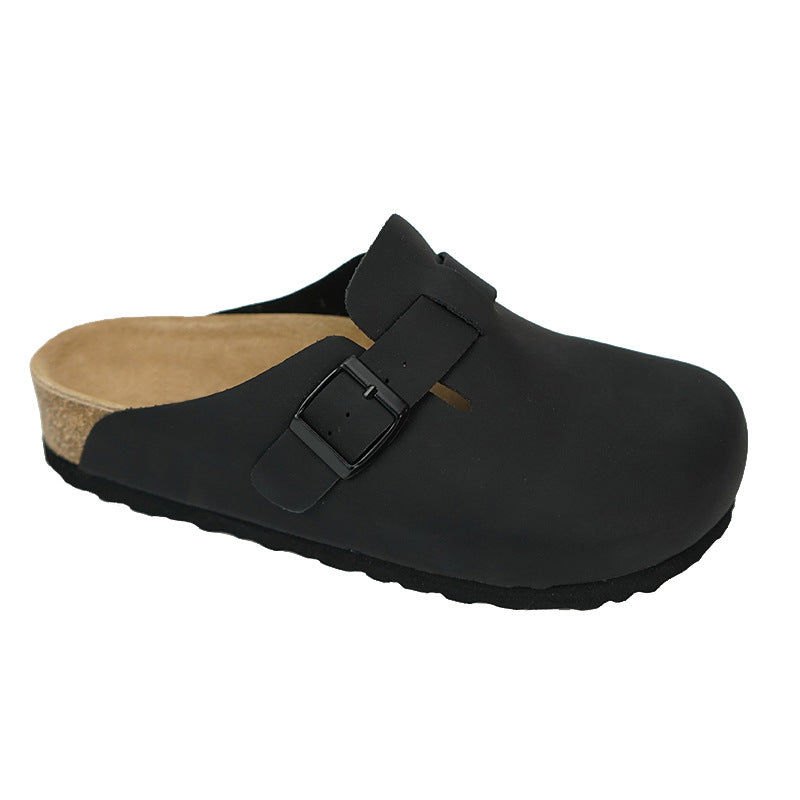 Version Toe Cap Genuine Cork Half Sandals