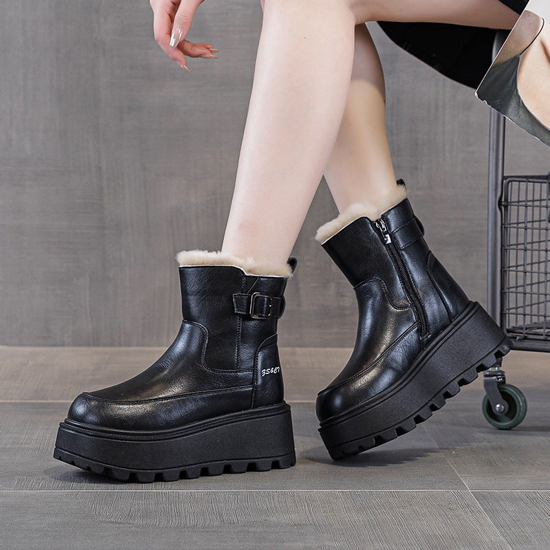 Women's Martin Small Fleece-lined British Style Retro Women's Casual Shoes