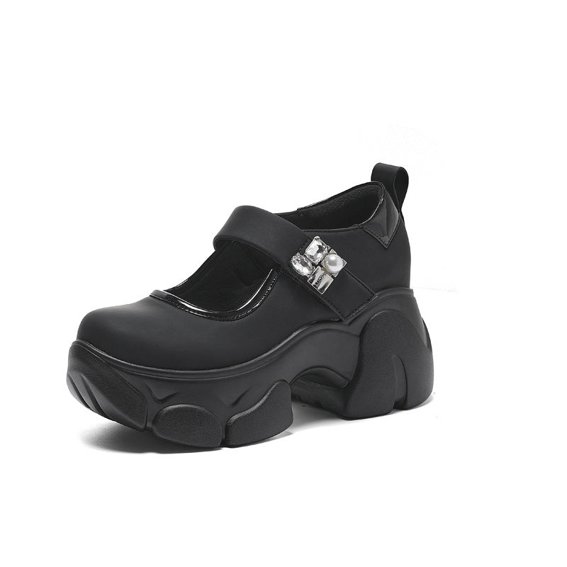 Women's Style High Velcro Autumn Chunky Waterproof Platform Shallow Mouth Women's Casual Shoes