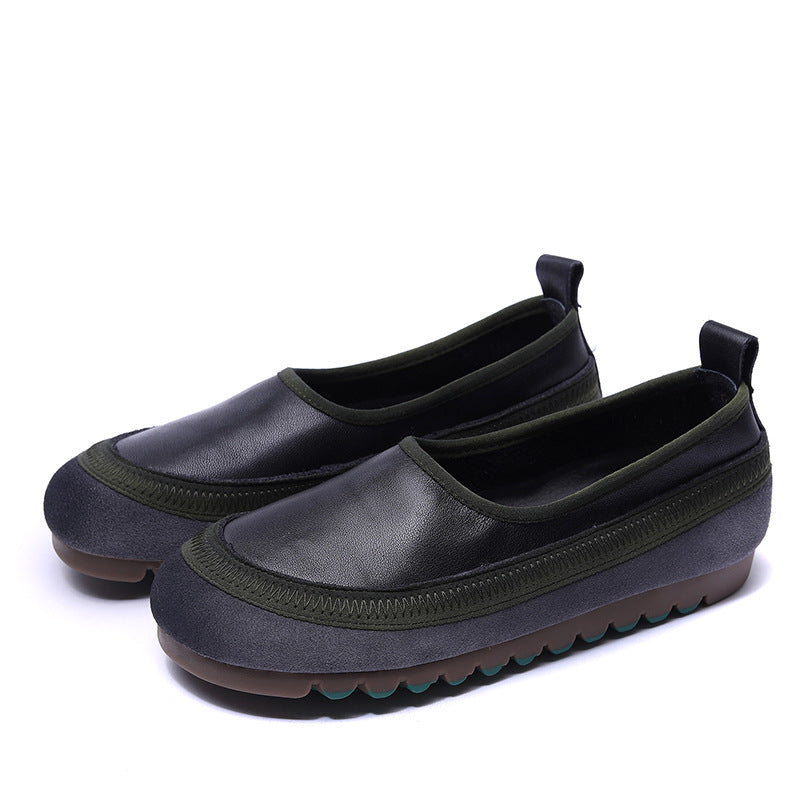 Women's Cowhide Handmade Soft Bottom Color Matching Pumps Four Mori Style Women's Casual Shoes