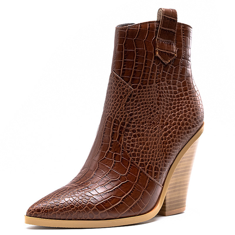 Autumn Chunky High Pointed Ankle Female Boots