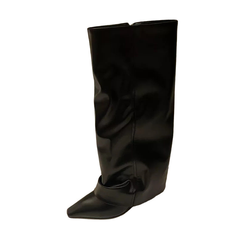 Tax Below The Knee High Leg Pointed Heels